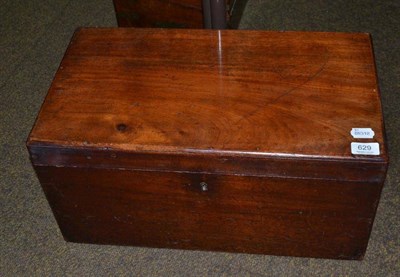 Lot 629 - 19th century mahogany hinged box with recessed brass handles