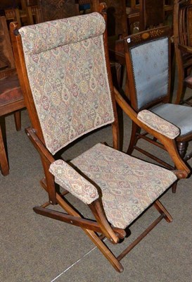 Lot 639 - Late 19th century beech framed campaign chair