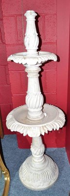 Lot 710 - A carved alabaster three tier garden water feature/bird bath