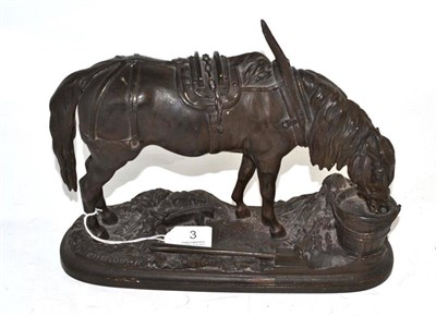 Lot 3 - After Pierre Lenordez, a bronzed spelter figure of a work horse, on an oblong plinth