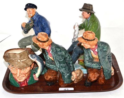 Lot 43 - Four Royal Doulton figures, 'A Good Catch', The Lobster Man' and The Poacher' (x 2) and a character