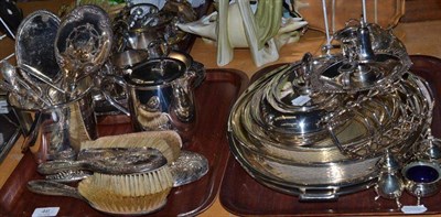 Lot 46 - A collection of utilitarian silver plate and a collection of silver dressing table items etc...