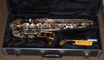 Lot 52 - A plated saxophone and case