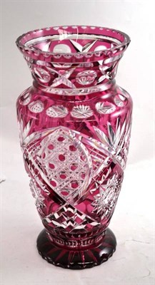 Lot 54 - A ruby flash crystal vase