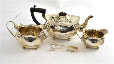 Lot 56 - An Edwardian silver bachelors tea service, Birmingham 1907, comprising teapot, cream jug, sugar...
