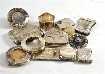 Lot 108 - Quantity of mixed silver photograph frames, vesta case etc