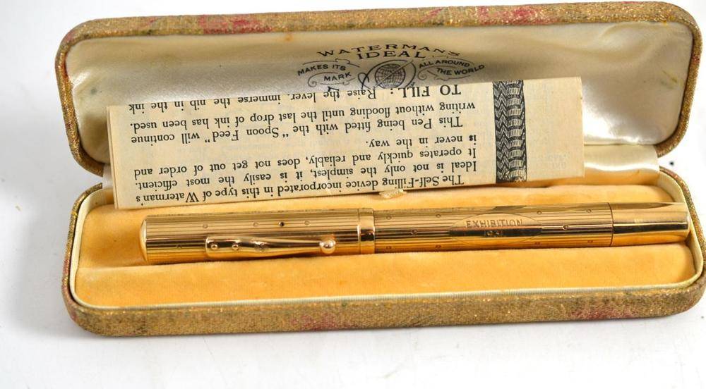 Lot 110 - A 9ct gold Waterman's Ideal fountain pen with original case and paperwork