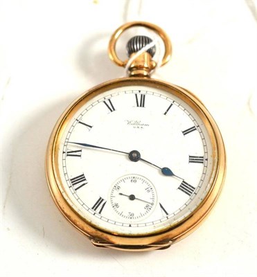 Lot 111 - 9ct gold cased Waltham pocket watch, the seventeen jewel movement numbered 21104991, in...