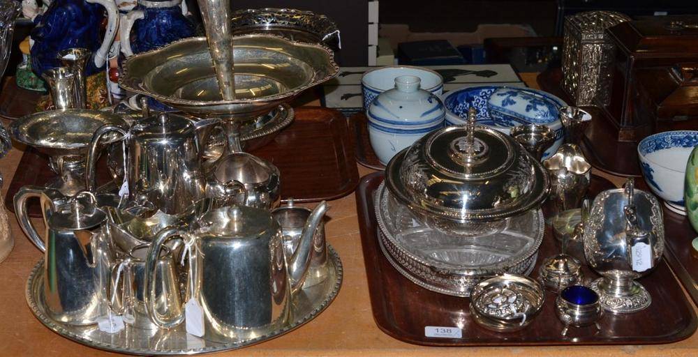 Lot 138 - Walker & Hall silver dish and a quantity of plate (one three trays)