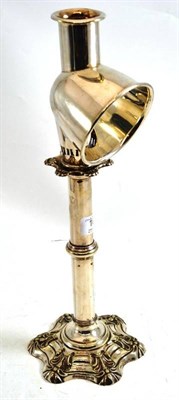 Lot 164 - A silver plated student's lamp/candlestick with removable hood and retractable candle holder,...