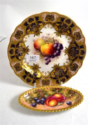 Lot 167 - A Royal Worcester porcelain dessert plate painted with fruits by Ricketts; a Royal Worcester...