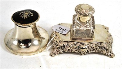 Lot 189 - Silver ink stand, by H.M, Birmingham 1894; and another with tortoiseshell lid, London 1918 (2)