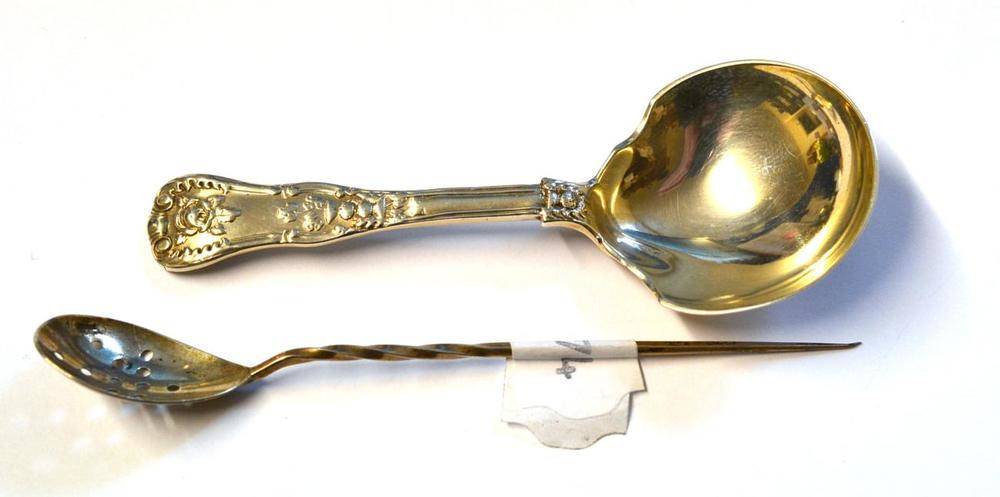 Lot 236 - William IV silver caddy spoon, London 1833 and a mote spoon (2)