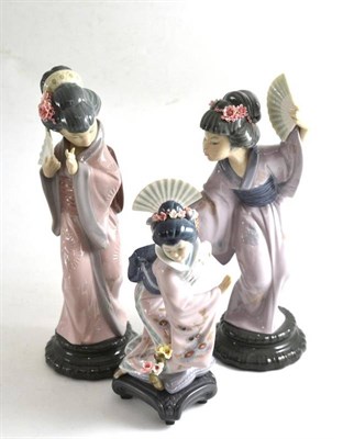 Lot 24 - Three Lladro figures of Geishas