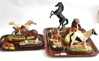 Lot 28 - Two trays of Border Fine Arts horses including 'Arab Mare and Foal', model No. L136, limited...