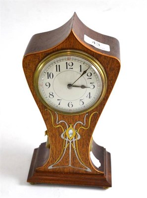Lot 43 - An Edwardian inlaid mantel clock and key