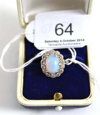 Lot 64 - An opal and diamond ring