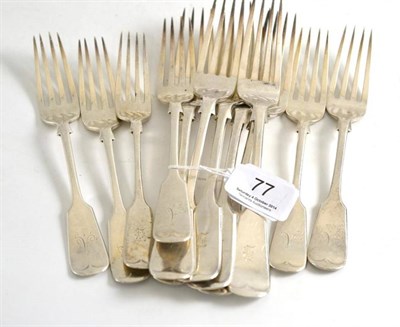 Lot 77 - Twelve fiddle pattern silver forks