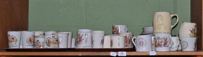 Lot 96 - Quantity of 1911 Coronation mugs and other commemorative wares (one shelf)