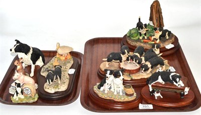 Lot 101 - Two trays of Border Fine Arts, predominantly Border Collie figures, including 'Border Collie',...