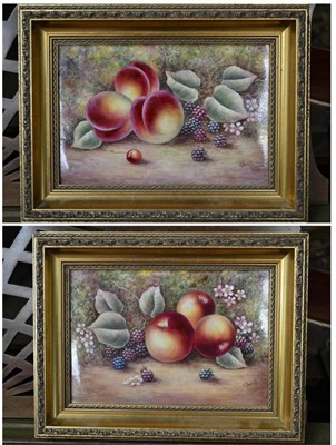 Lot 59 - A Pair of Royal Worcester Porcelain Plaques, painted by J Skerrett, 20th century, with still...