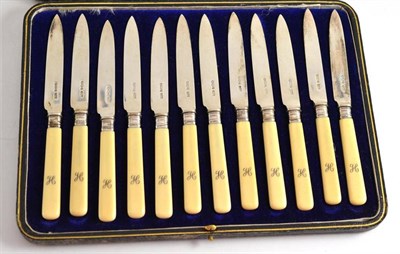 Lot 121 - Cased set of silver fruit knives