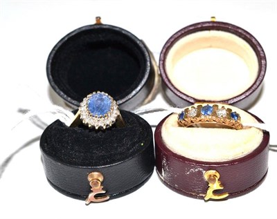 Lot 133 - Two 9ct gold sapphire and diamond rings