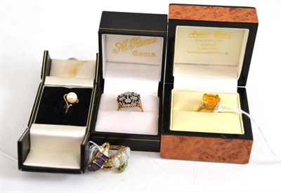 Lot 142 - Six gemstone set 9ct gold rings