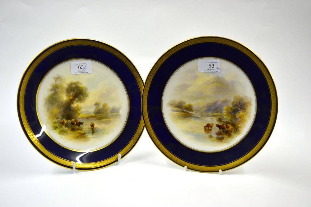 Lot 63 - A Pair of Royal Worcester Porcelain Plates, 1919, en suite to the previous lot, 23cm diameter