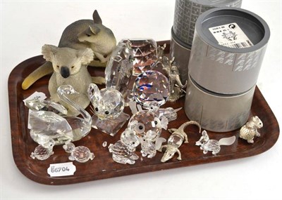 Lot 186 - Assorted Swarovski crystal figures and others similar (unmarked), two resin figures and four...