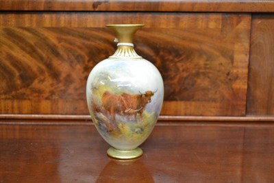 Lot 66 - A Royal Worcester Porcelain Vase, painted by Harry Stinton, circa 1920, of baluster form with...