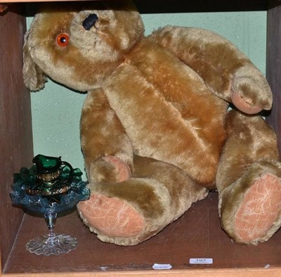 Lot 197 - A Teddy bear and three pieces of Victorian glass