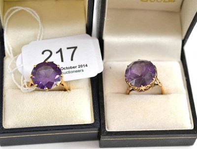 Lot 217 - Two colour-change solitaire rings