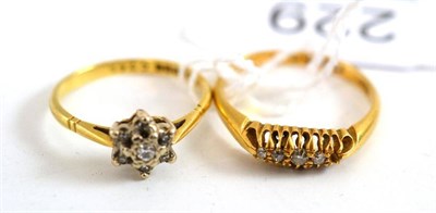 Lot 229 - Two 18ct gold diamond set rings