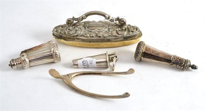 Lot 233 - A silver policeman's whistle, Birmingham 1887; a silver case for a policeman's whistle,...