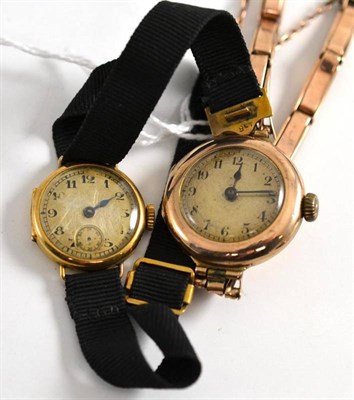 Lot 252 - Two lady's wristwatches, cases stamped '14K' and '9ct gold'
