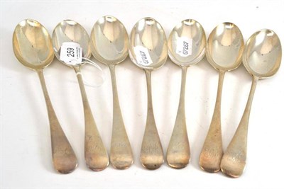 Lot 259 - A set of seven Victorian old English pattern tablespoons, 1897