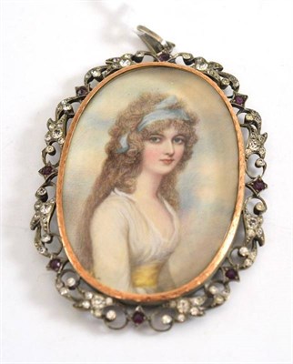 Lot 260 - A portrait miniature after Andrew Plimer, inscribed to the back The Countess of...