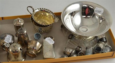 Lot 283 - A collection of small silver including a pedestal bowl, milk jug and sugar bowl, many part...