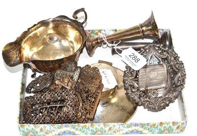 Lot 288 - Quantity of small silver including inkwell, sauce boat, buckles etc