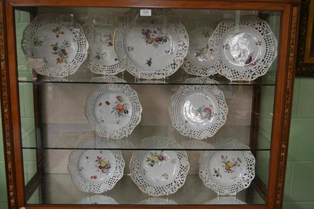 Lot 78 - A Set of Four Meissen Porcelain Dessert Plates, circa 1760, painted in colours with sprays of...
