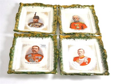 Lot 322 - Four pottery plaques transfer printed with Lord Kitchener and three military officers