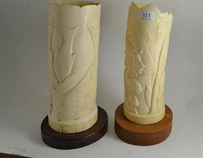 Lot 323 - Two ivory carved tusks, circa 1930