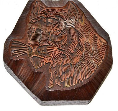 Lot 327 - A Victorian printing block, depicting a large cat, stamped Smith & Howarth Manchester 1888