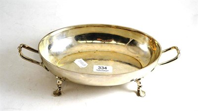 Lot 334 - A silver two handled oval bowl, on four trefoil feet, Sheffield 1901