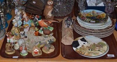 Lot 349 - A quantity of Beatrix Potter figures, three Lilliput Lane pieces etc (on two trays)