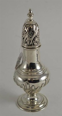 Lot 355 - A large silver baluster sugar caster, London hallmark