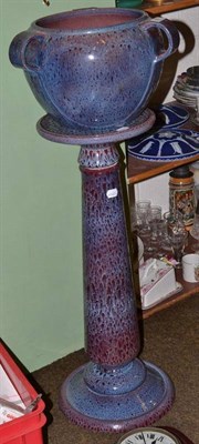 Lot 393 - Bretby purple glazed jardiniere on stand