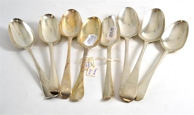 Lot 405 - Seven George II and George III stem marked tablespoons; and a provincial silver old English pattern