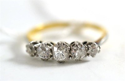 Lot 411 - A diamond five stone ring, circa 1920, total estimated diamond weight approximately 0.75 carat